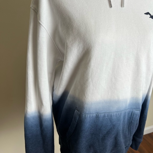 Hollister Ombre Dip Dye Hoodie Sweatshirt White Blue – Size M - Picture 4 of 9